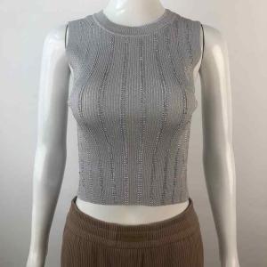 Korean version of fashionable, sweet, anti-aging splicing heavy industry hot stamping vest, ice cold silk knitted vest, women's vest