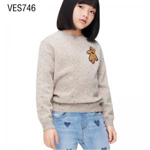 Customized children's pullover, minimalist children's clothing style, cartoon small brown bear stickers, autumn and winter comfortable sweaters, manufactured by Chinese clothing factories