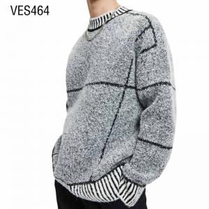 2023 Customized logo OEM&ODM pullover with threaded small high neck striped jacquard sweater Warm and soft street fashion clothing customized by Chinese factories