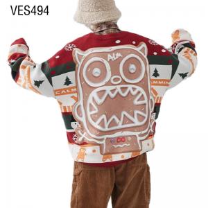 Customized Christmas pullover Cute Gingerbread man jacquard o neck long sleeve sweater Home party outdoor clothing China factory