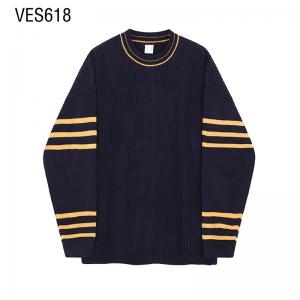 Customized pullover for men with loose stripes, high-quality O-neck sweater, long sleeved knitted autumn and winter clothing, manufactured by China's knitting factory