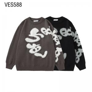 Customized men's pullover with large letter printing, casual loose fitting autumn and winter sweaters, long sleeved trendy clothing, manufactured by Chinese factories