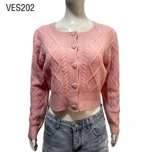 Women's rose shirt unique heart-shaped single row button o neck cardigan Loose knit long sleeved sweater Solid Color Fashion Blouse
