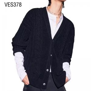 Fashion cardigan loose and minimalist style single breasted solid color long sleeved custom knitted jacket Men's Autumn V-neck Top Clothing Factory China