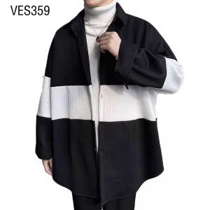 Minimalist style threaded lapel dual color large stripe sweater loose and comfortable cardigan Spring and Autumn Single breasted Knitted Coat Casual Fashion Men's Clothing Sweater manufacturer China